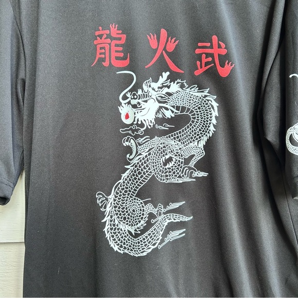 Vintage Wooden Dog Dragon Button Down Black 90s Y2k Made in USA Size Large - Picture 6 of 8